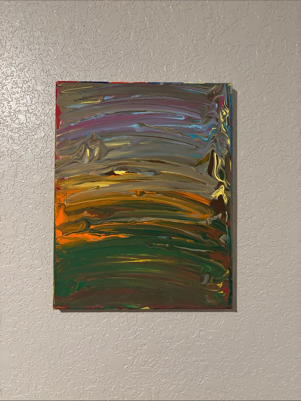 Abstract Multicolor Wave Canvas Wall Art - Green & Orange